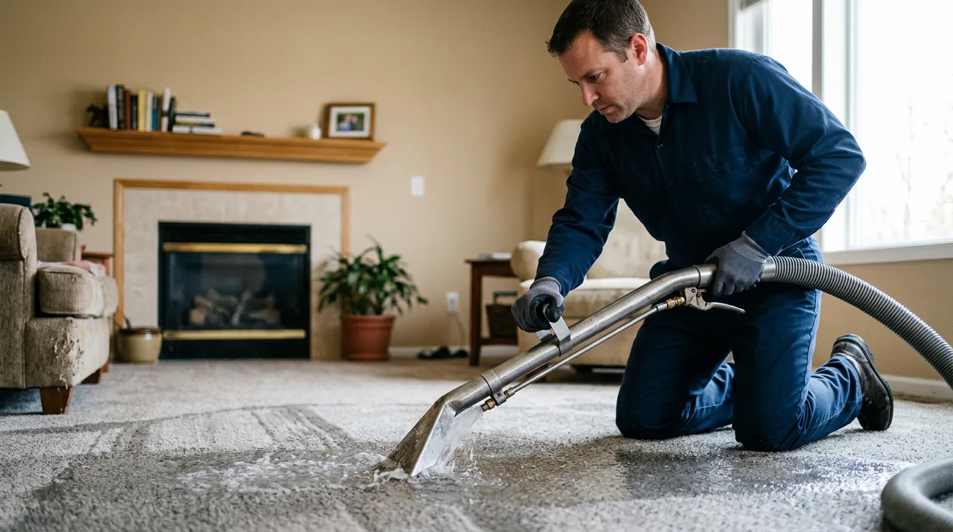 Water damage restoration technician working near Commerce, OK